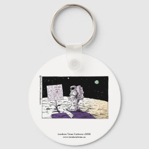 Man Lost On Moon Funny Keychain