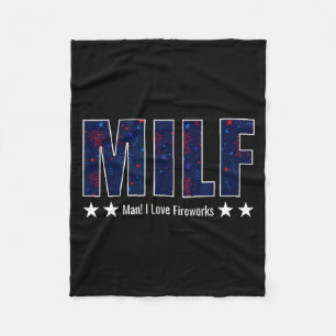 Man Love Fireworks Funny 4th of July Hot Mother Fleece Blanket