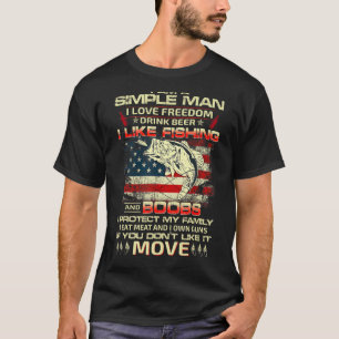 Man Love Fishing Freedom Beer Family Guns American T-Shirt