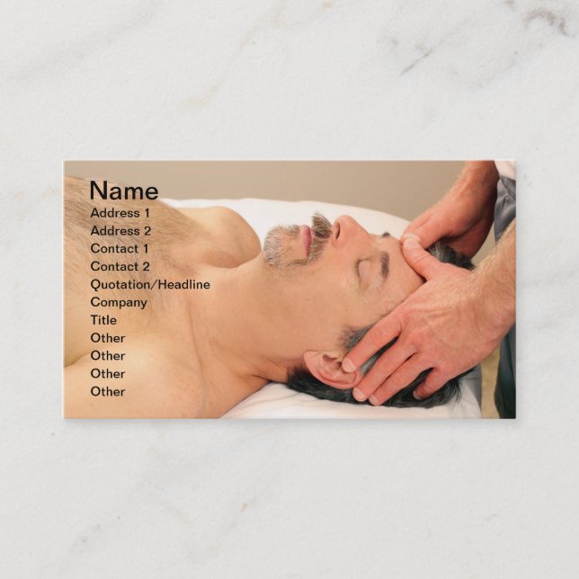 Man Massaging Male Face Business Card (Front)