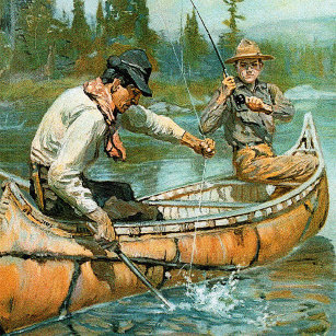 Man men boat fishing greeting  card