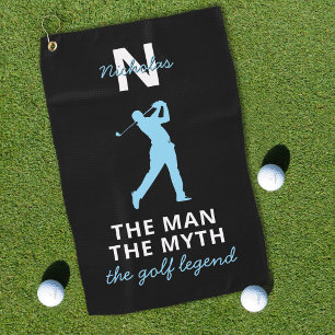 Man Myth Golf Legend Custom Name Monogram Golf Towel