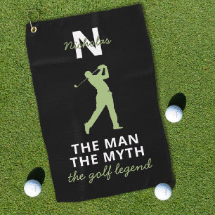 Man Myth Golf Legend Custom Name Monogram Golf Towel