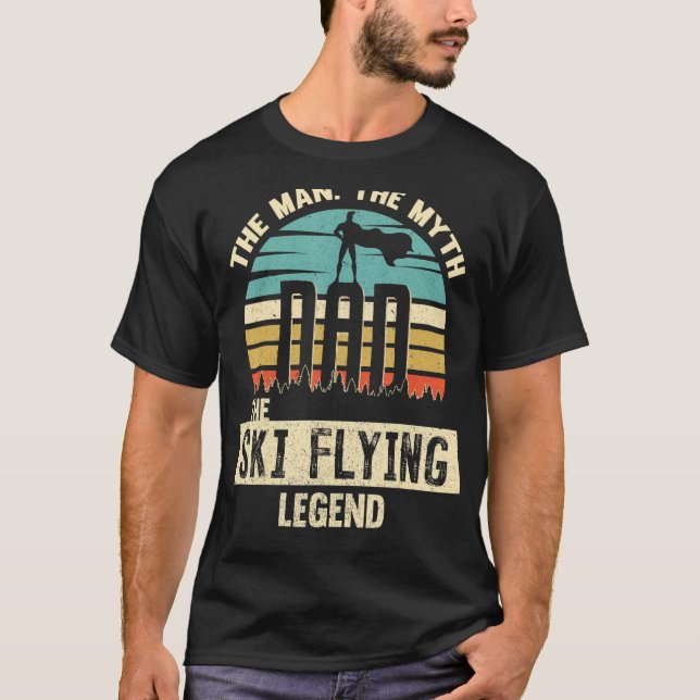 Man Myth Legend Dad Ski Flying T-Shirt (Front)