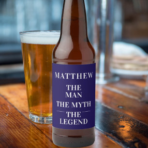 Man myth legend photo birthday party blue beer bottle label