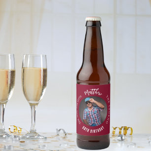 Man myth legend photo burgundy birthday party beer bottle label