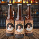 Man myth legend photo terracotta birthday party beer bottle label<br><div class="desc">Terracotta wall as background.   Text: The Man,  The Myth,  The Legend. Personalise and add his name,  age and photo.</div>