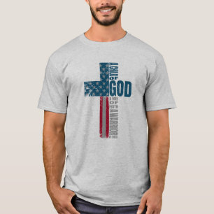 Man of Faith American Flag Cross Distressed T-Shirt