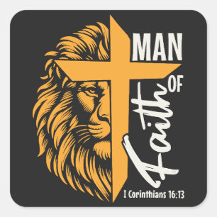 Man of faith square sticker