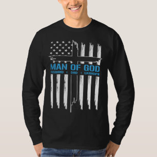 Man Of God Cross American Flag Jesus Christian T-Shirt