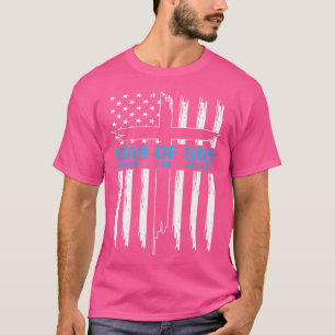 Man Of God Cross American Flag Jesus Christian T-Shirt