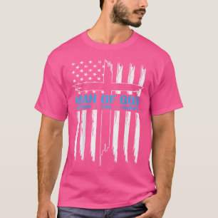 Man Of God Cross American Flag Jesus Christian T-Shirt