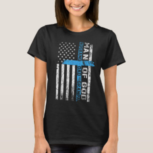 Man Of God Cross Us Flag Jesus Christian Husband D T-Shirt