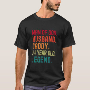 Man of God Husband Dad Funny 34th Birthday Vintage T-Shirt