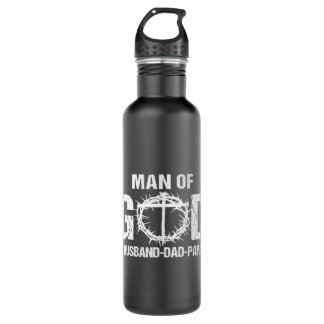 Man Of God Husband Dad Papa Christian Cross 710 Ml Water Bottle