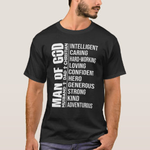 Man Of God Husband Dad Papa Christian Cross Father T-Shirt
