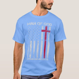 Man of God Husband Dad Protector Religious Cross F T-Shirt