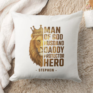 Man of God Lion Crown Design – Husband, Daddy Cushion