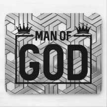 Man of God Metallic Black and Silver Mouse Pad