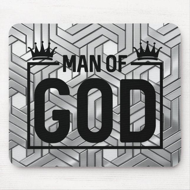 Man of God Metallic Black and Silver Mouse Pad (Front)