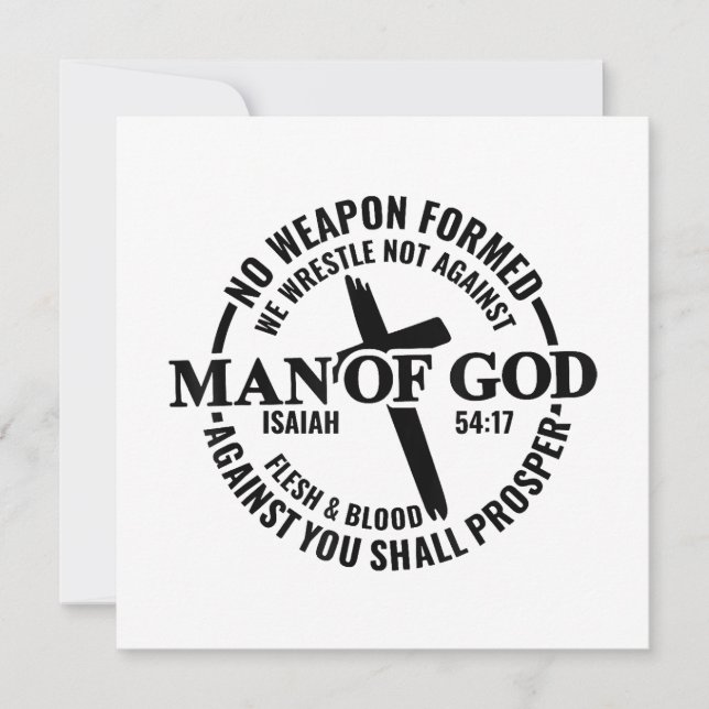 Man of God, No Weapon Formed Against Me Shall Pros Invitation (Front)