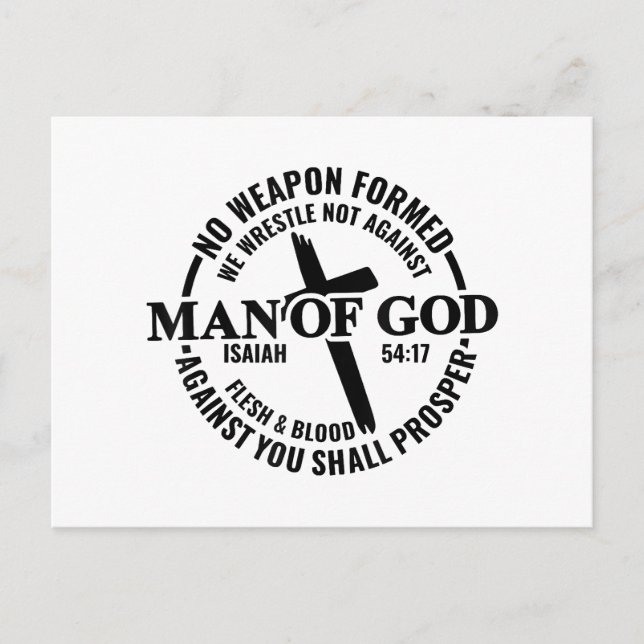 Man of God, No Weapon Formed Against Me Shall Pros Postcard (Front)