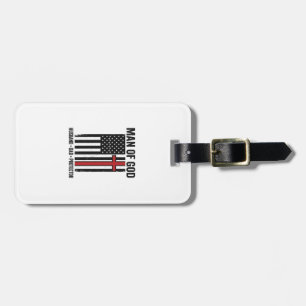 Man of God Patriotic Cross Christian Shirt Design_ Luggage Tag