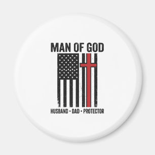 Man of God Patriotic Cross Christian Shirt Design_ Magnet
