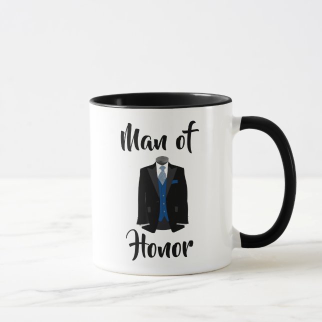 Man of Honour Blue Tuxedo Wedding Coffee Mug (Right)