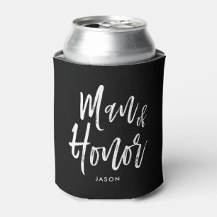 Man of Honour   Script Style Custom Wedding Can Cooler