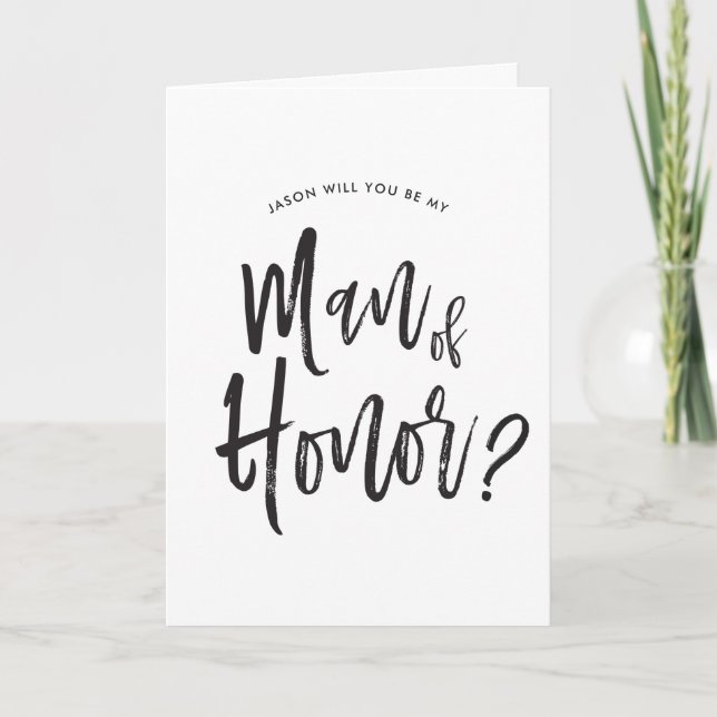 Man of Honour | Script Style Custom Wedding Card (Front)