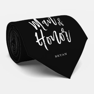 Man of Honour   Script Style Customised Wedding Tie