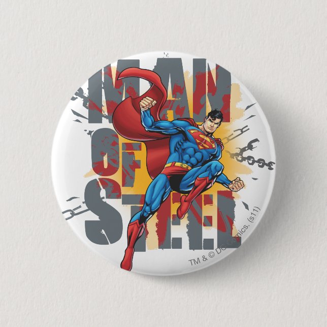 Man of Steel 6 Cm Round Badge (Front)