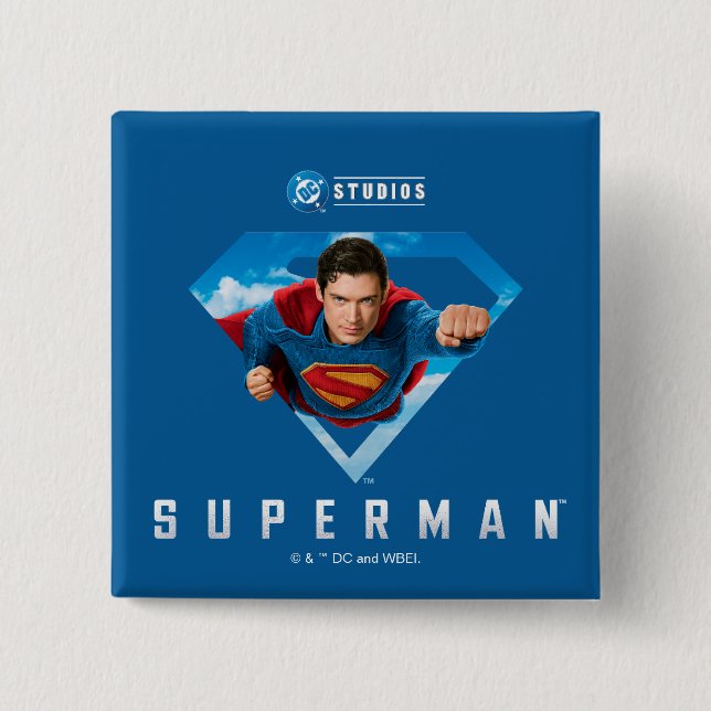 Man of Steel in Flight 15 Cm Square Badge (Front)