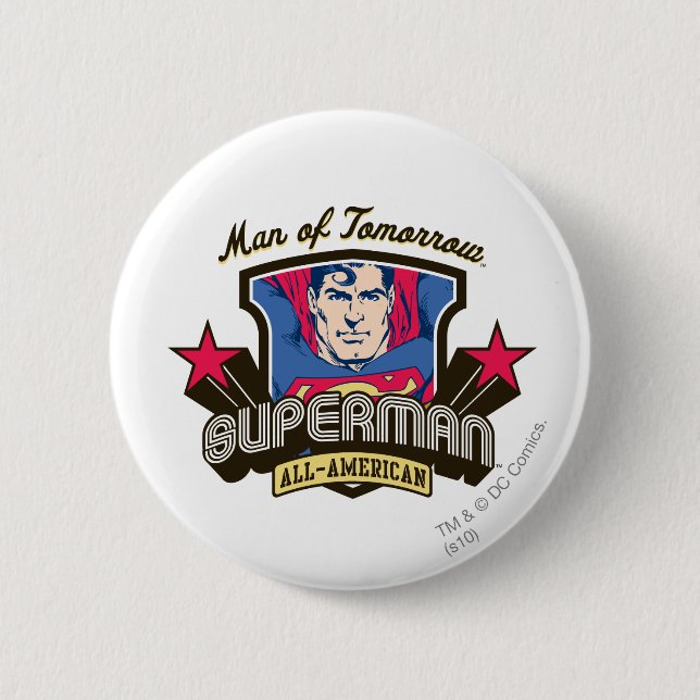 Man of Tomorrow 6 Cm Round Badge (Front)