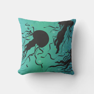MAN OF WAR JELLYFISH Cool Blue Throw Pillow