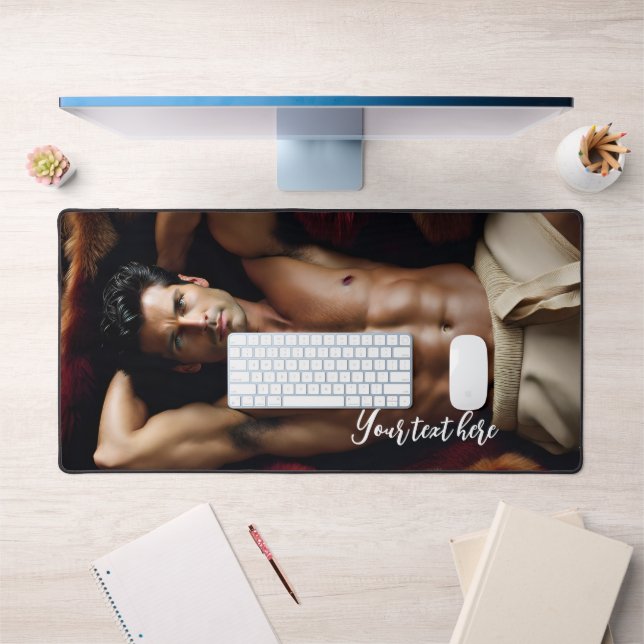 Man on a Bearskin Rug Desk Mat (Office 1)