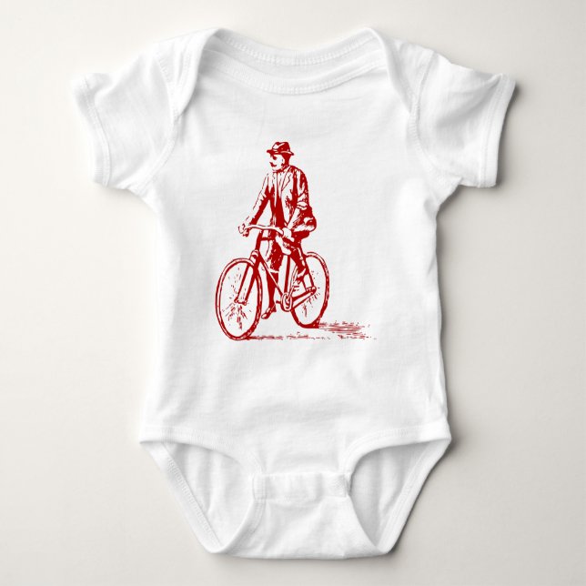 Man on a Bike - Ruby Red Baby Bodysuit (Front)