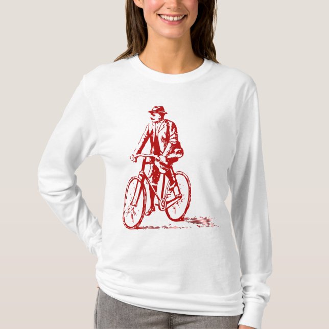 Man on a Bike - Ruby Red T-Shirt (Front)