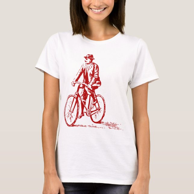 Man on a Bike - Ruby Red T-Shirt (Front)