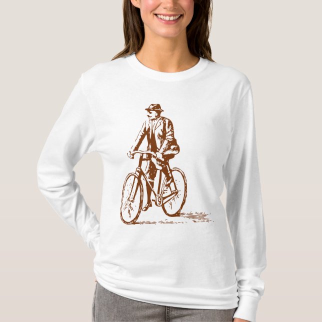 Man on a Bike - Walnut Brown T-Shirt (Front)