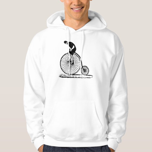 Man on a Penny Farthing - Black Hoodie (Front)