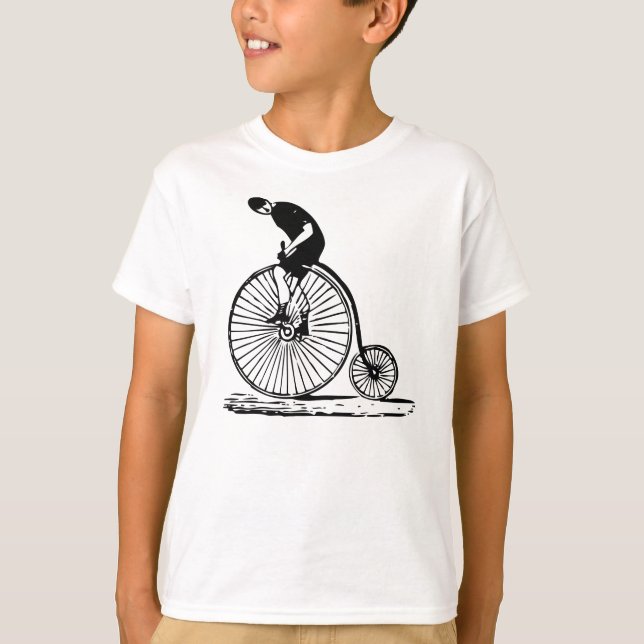 Man on a Penny Farthing - Black T-Shirt (Front)