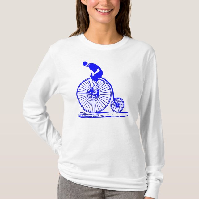 Man on a Penny Farthing - Blue T-Shirt (Front)