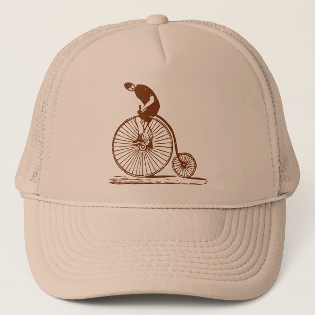 Man on a Penny Farthing - Brown Trucker Hat (Front)