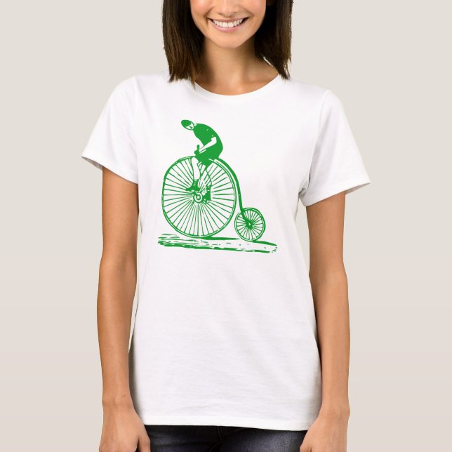 Man on a Penny Farthing - Grass Green T-Shirt (Front)