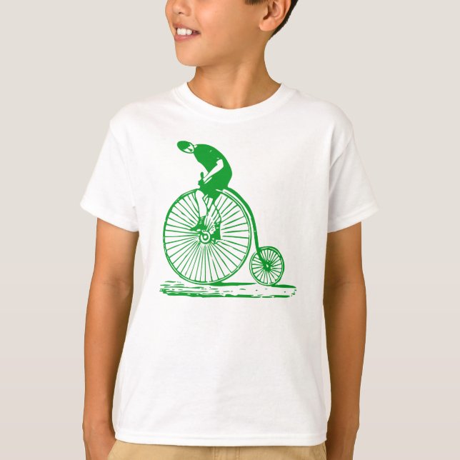 Man on a Penny Farthing - Grass Green T-Shirt (Front)