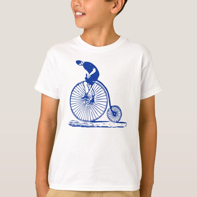Man on a Penny Farthing - Navy T-Shirt (Front)