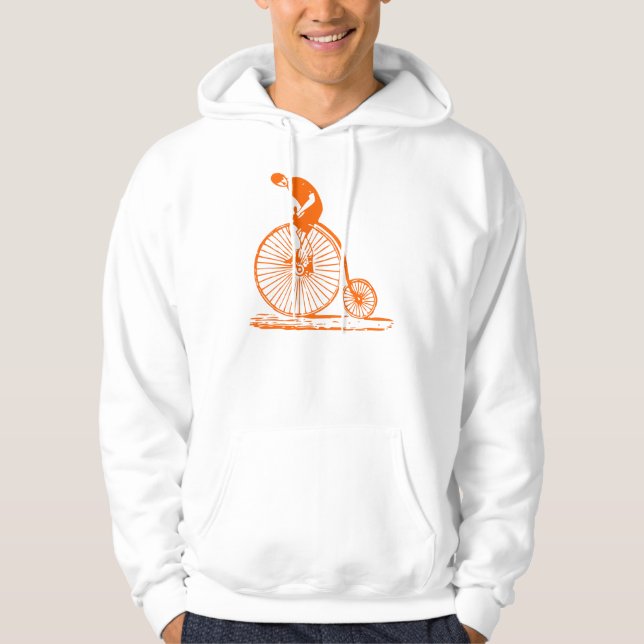 Man on a Penny Farthing - Orange Hoodie (Front)