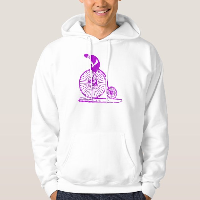 Man on a Penny Farthing - Purple Hoodie (Front)
